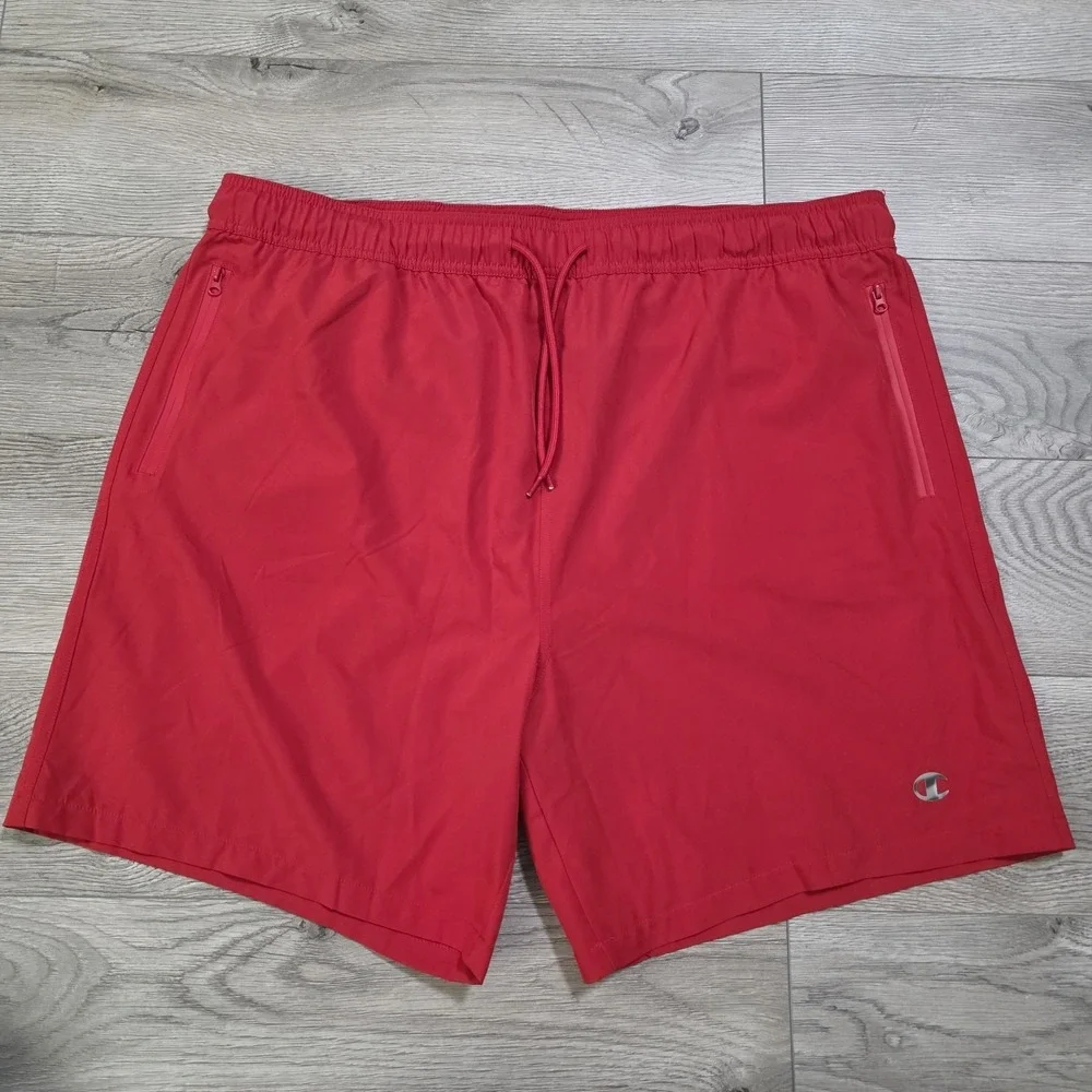 Champion Athletic Swim Trunks Men's Size XL Red Pockets Lined Logo